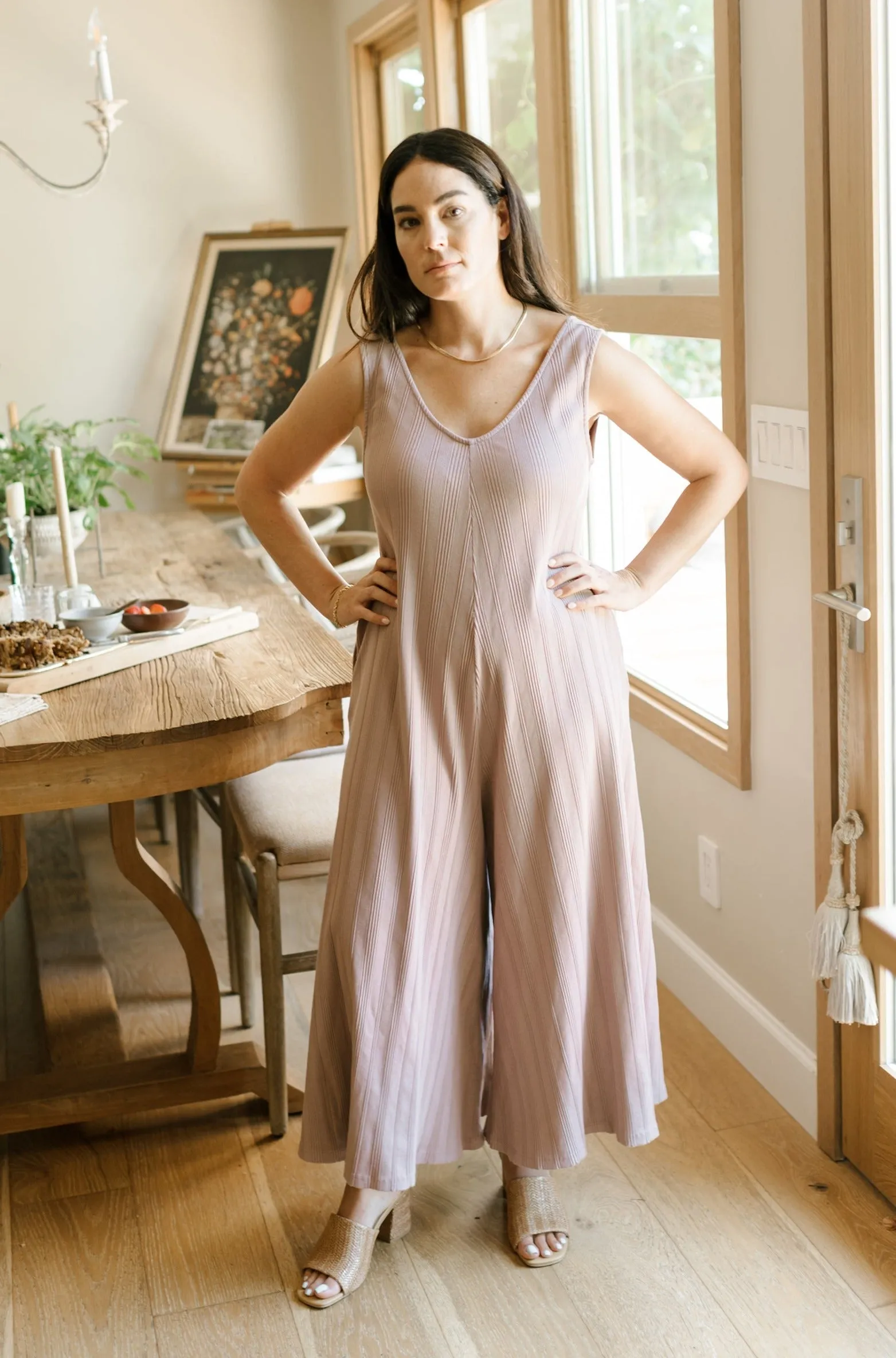 Willow Wide Rib Jumpsuit - Plush Mauve