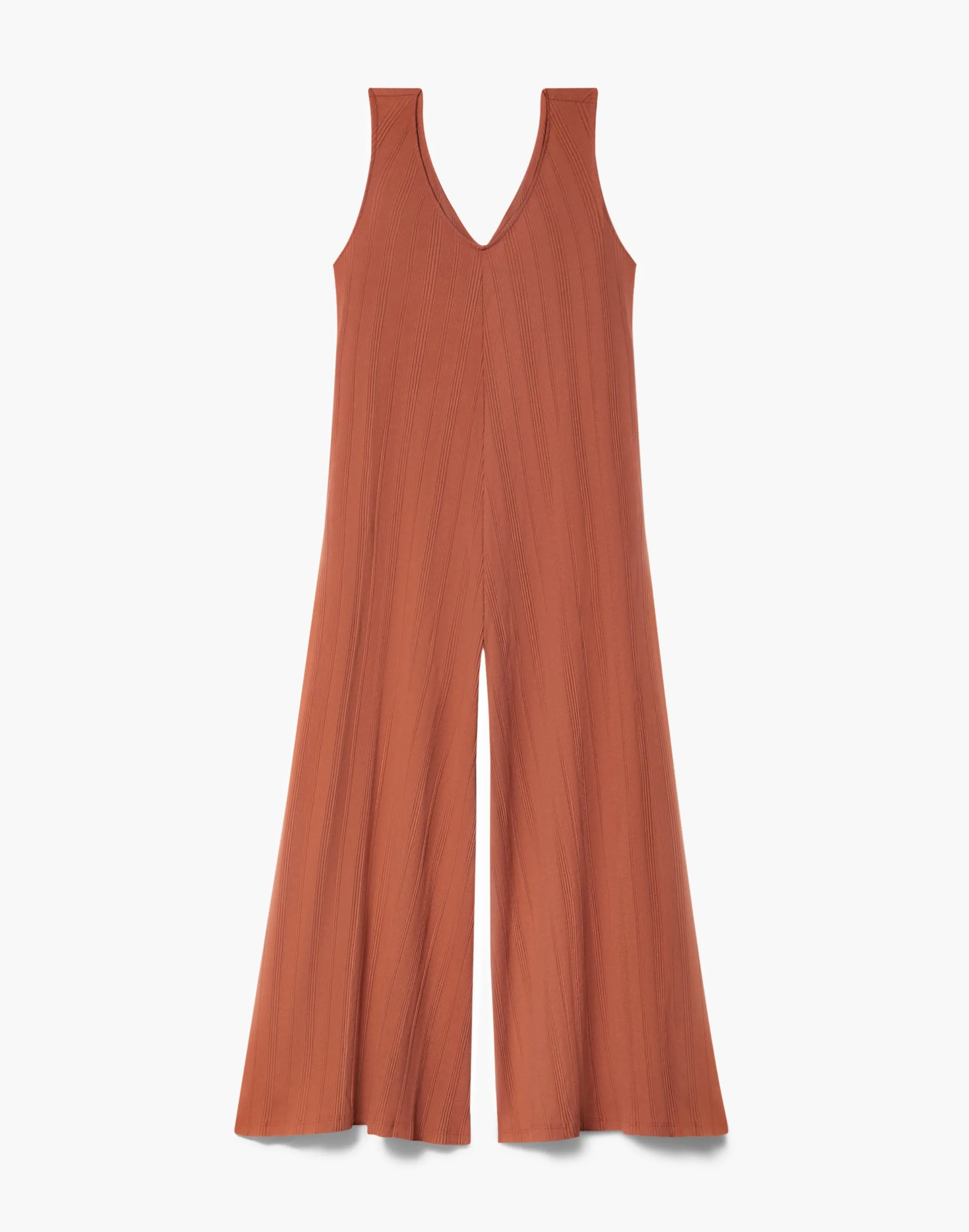 Willow Wide Rib Jumpsuit - Rust