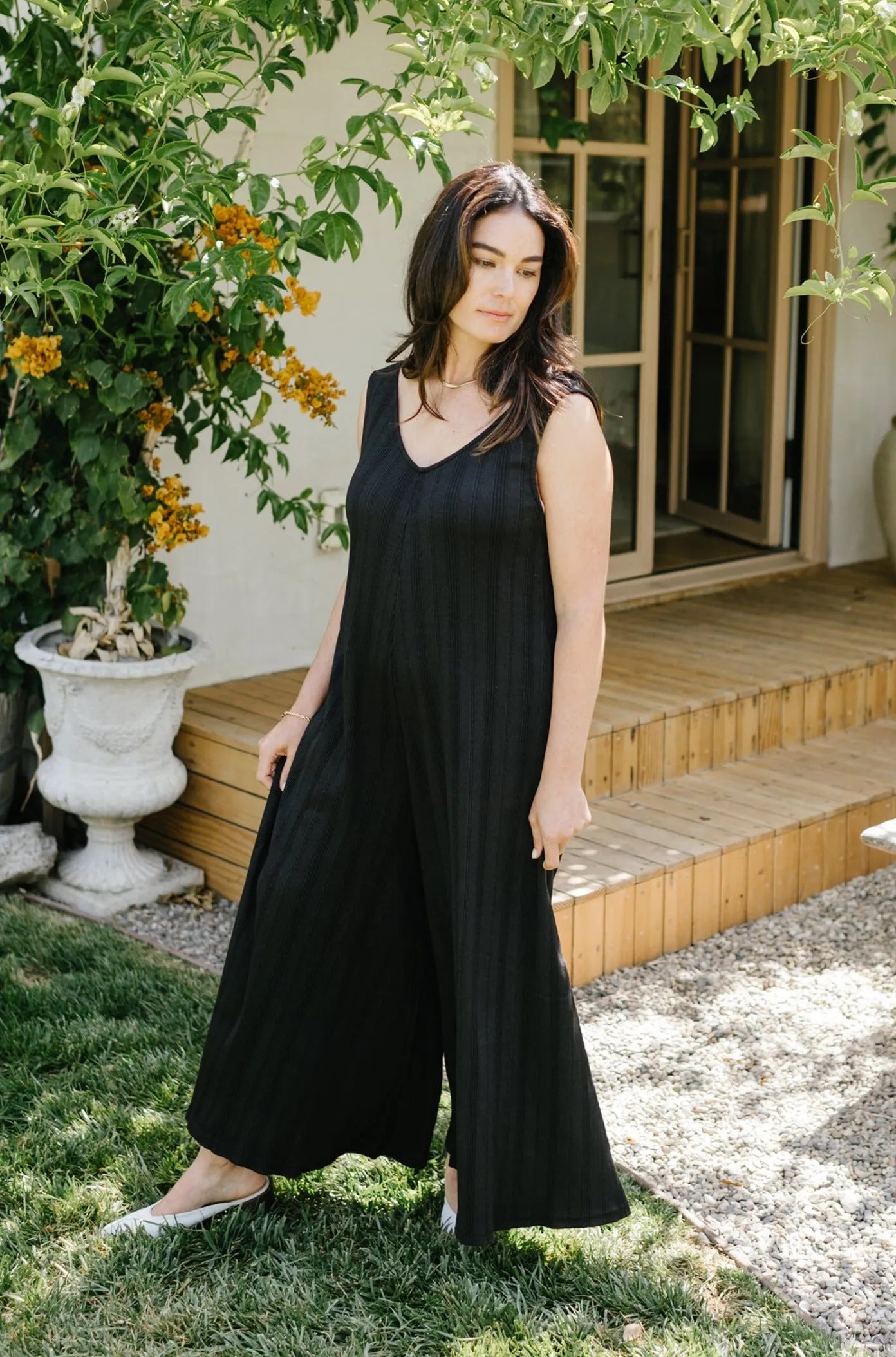 Willow Wide Rib Jumpsuit - True Black