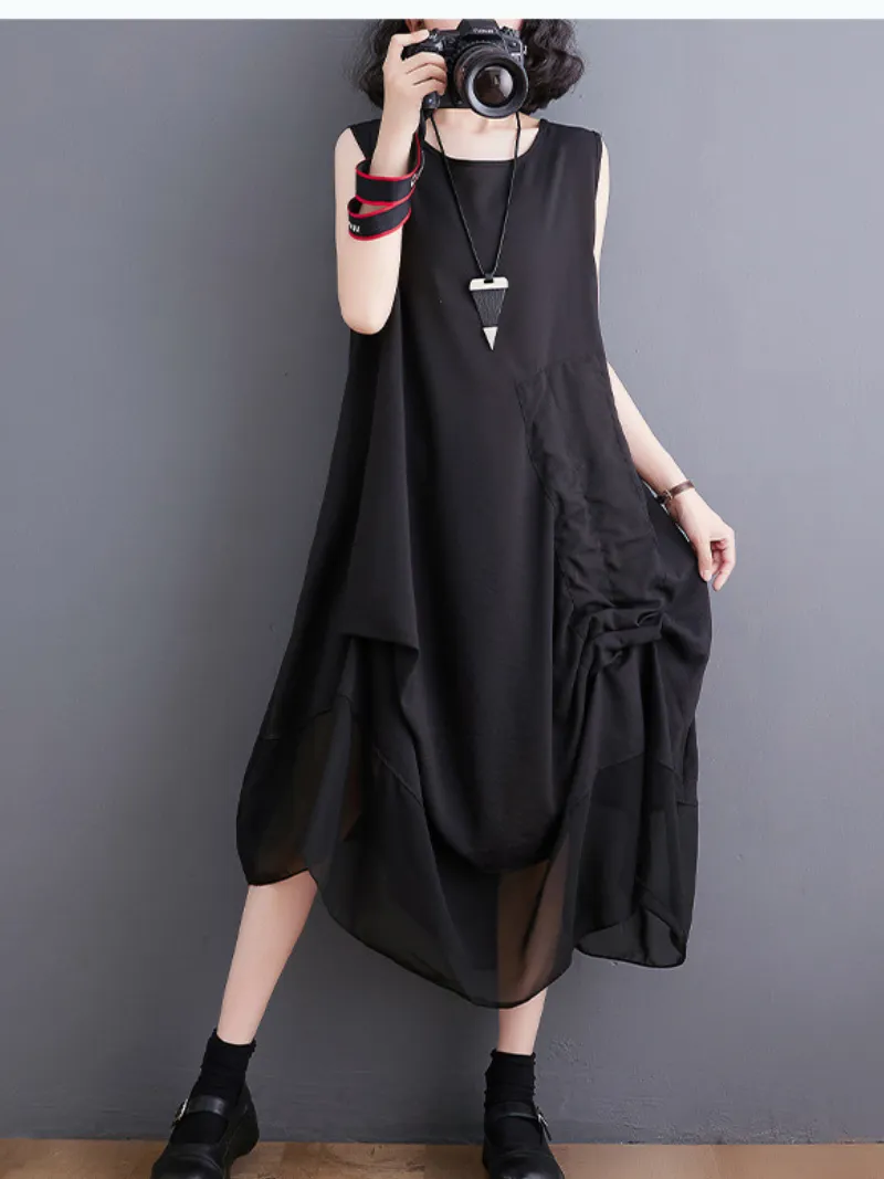 Women's Comfort and Stylish Loose Sleeveless Midi Dress