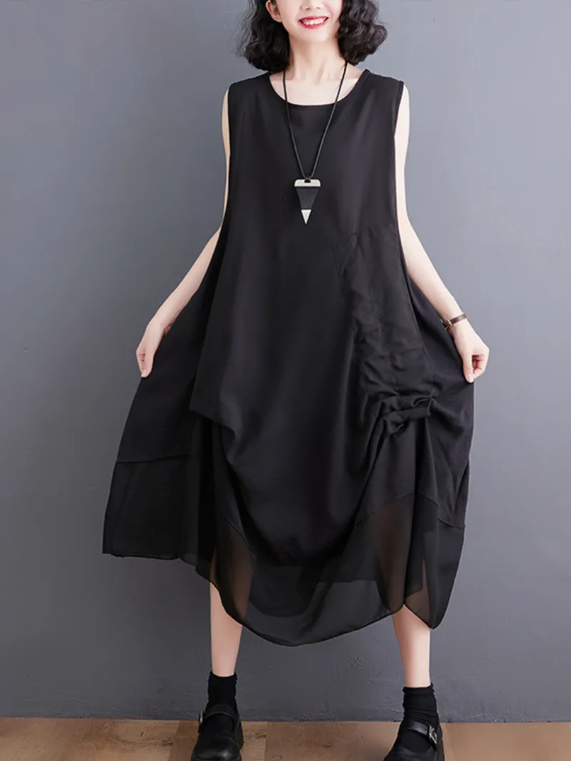 Women's Comfort and Stylish Loose Sleeveless Midi Dress