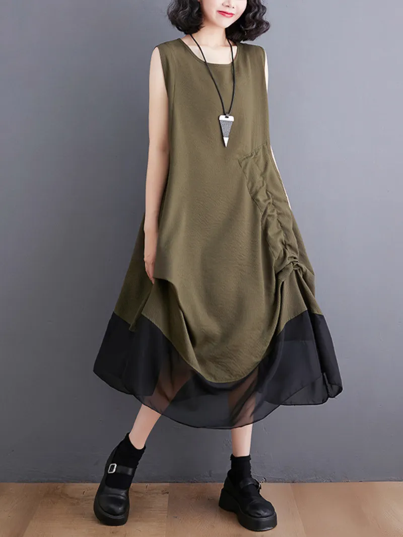 Women's Comfort and Stylish Loose Sleeveless Midi Dress