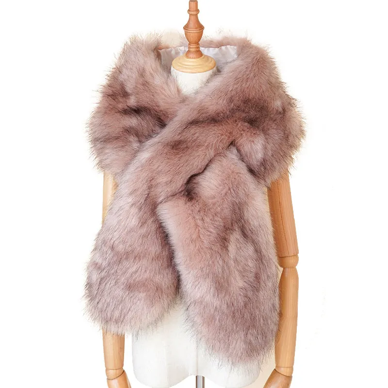 Women's imitation fox fur shawl fur collar fur scarf soft warm shawl