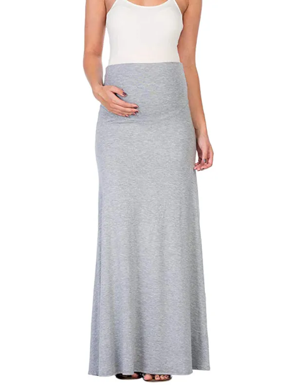 Women's Maternity Solid Colour Floor Length Skirt