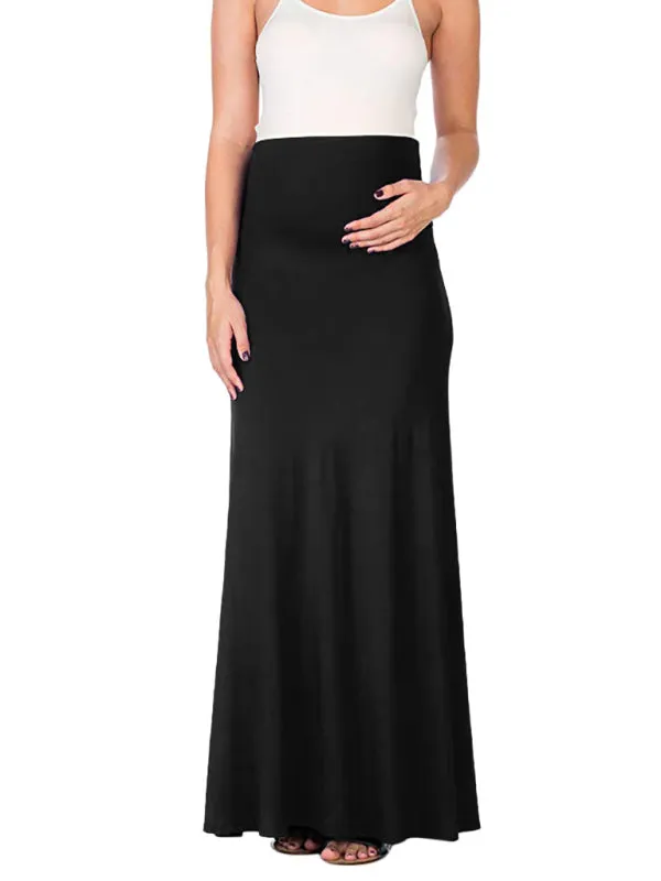 Women's Maternity Solid Colour Floor Length Skirt